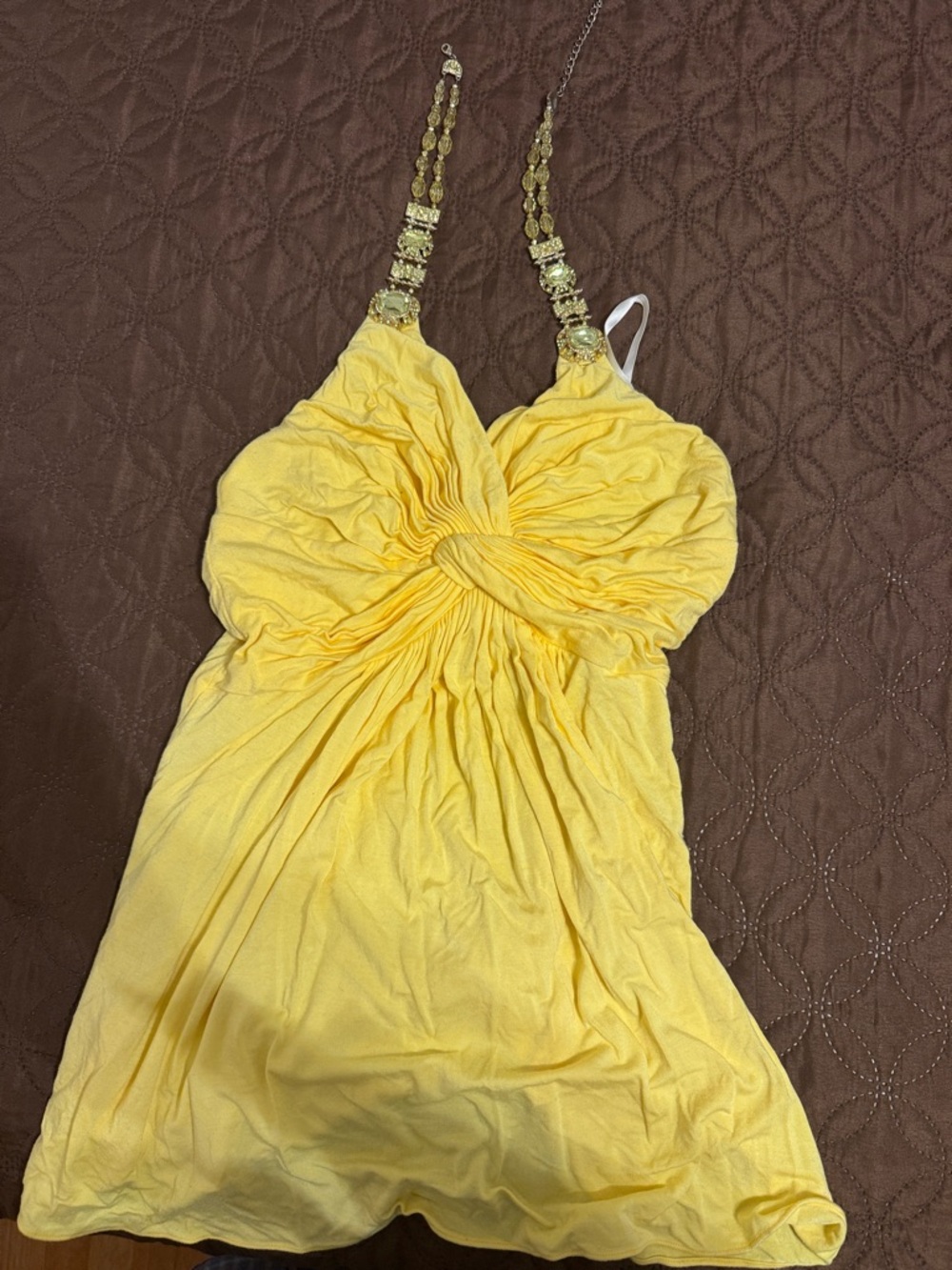 Sky Yellow Beaded Strap Blouse